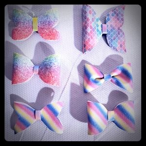 Set of 6 Girls hair bows handmade